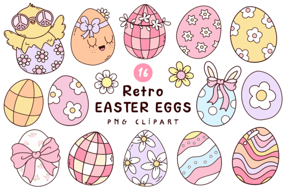 Download Retro Easter Eggs Clipart Bundle - Easter eggs clipart Collection