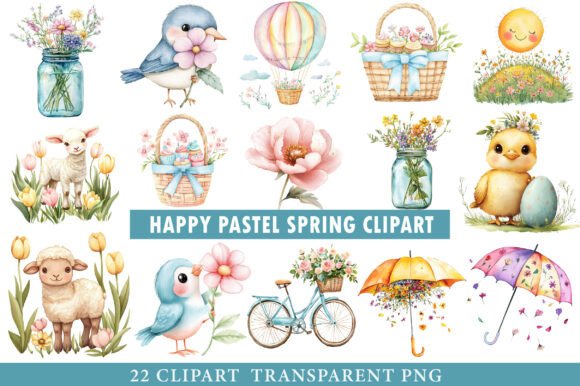 Download Happy Pastel Spring Watercolor Clipart - Watercolor clipart Collection