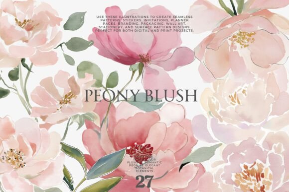 Download Peony Watercolor Clipart Set - Watercolor clipart Collection