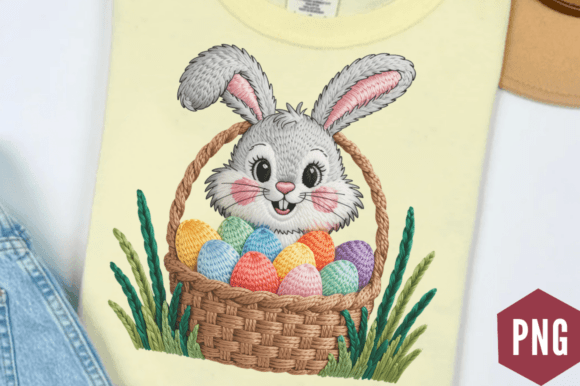 Download Faux Yarn Bunny with Easter Eggs Clipart - Easter eggs clipart Collection