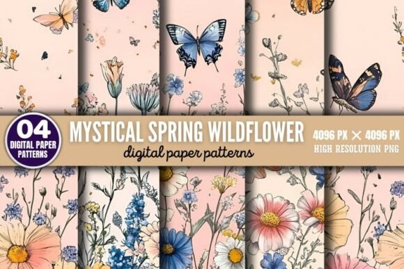 Download Mystical Spring Wildflower Patterns Digi - Patterns Collection