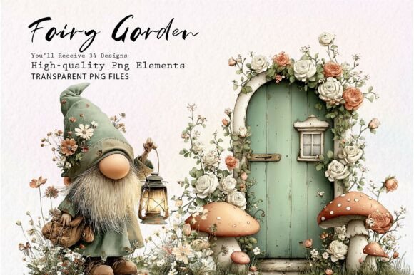 Download Whimsical Fairy Garden Clipart - Garden clipart Collection