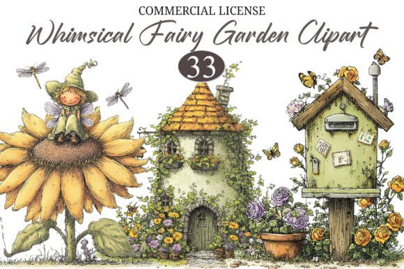Download Whimsical Fairy Garden Clipart - Garden clipart Collection