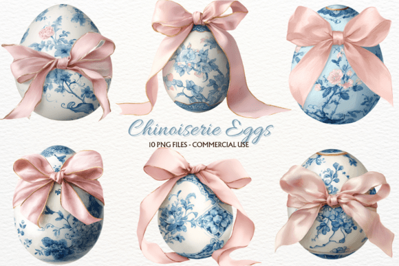 Download Chinoiserie Easter Eggs Clipart Pink Bow - Premium Resources