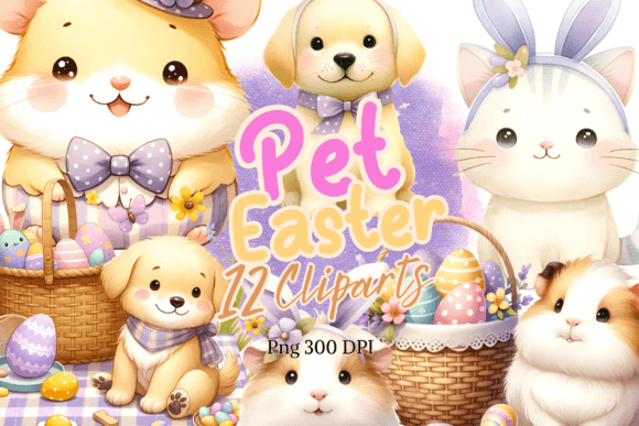 Download Cute Pets Easter Watercolor Clipart - Watercolor clipart Collection