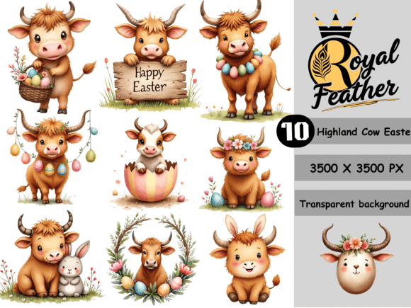 Download Highland Cow Easter Watercolor Clipart - Watercolor clipart Collection