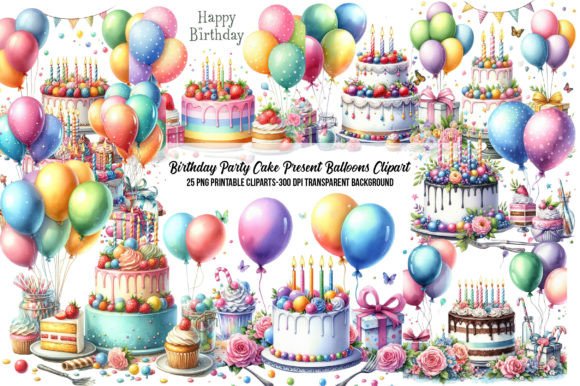 Download Birthday Party Cake Present Balloons - Present Collection