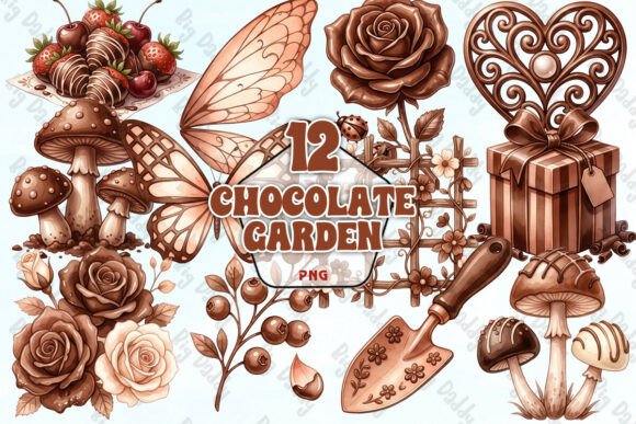Download Chocolate Garden Clipart Elements PNG - Garden clipart Collection