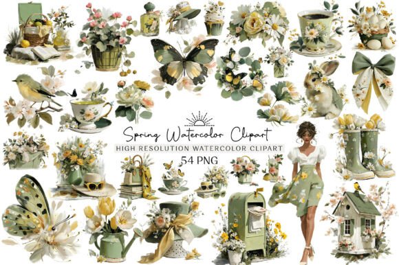 Download Spring Watercolor Clipart Set - Watercolor clipart Collection